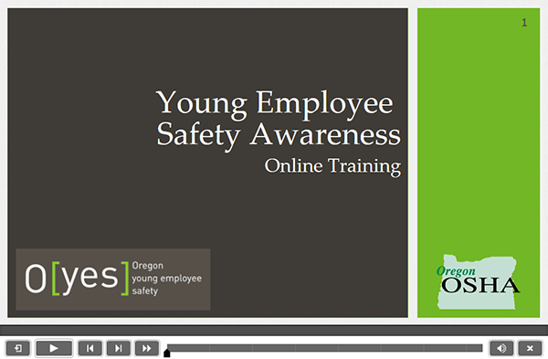 Young Employee Safety Awareness Online Training screen